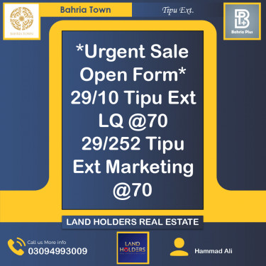 5 Marla Residential Plot for Sale in Sector F - Tipu Sultan Ext. -  Bahria Town, Lahore - (BP-374981)