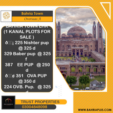1 Kanal Residential Plot for Sale in Overseas A -  Bahria Town, Lahore - (BP-375077)
