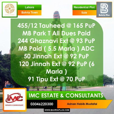 Residential Plot for Sale in Bahria Town, Lahore - (BP-375164)