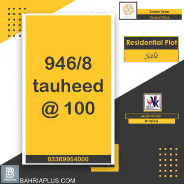 10 Marla Residential Plot for Sale in Sector F - Tauheed Block -  Bahria Town, Lahore - (BP-375180)