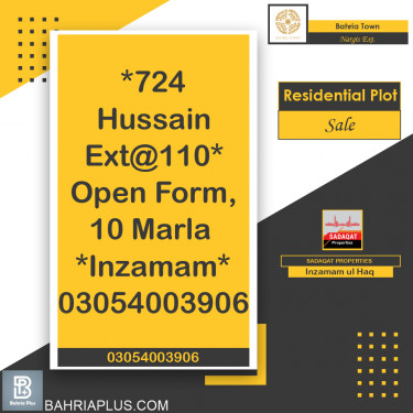 10 Marla Residential Plot for Sale in Sector C - Nargis/Hussain Ext. -  Bahria Town, Lahore - (BP-375293)