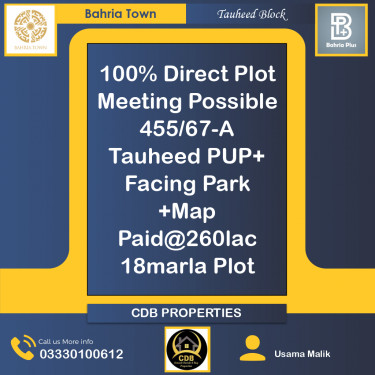 1 Kanal Residential Plot for Sale in Sector F - Tauheed Block -  Bahria Town, Lahore - (BP-375304)