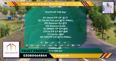 Residential Plot for Sale in Bahria Town, Lahore - (BP-38770)