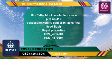 Residential Plot for Sale in Bahria Town, Lahore - (BP-38876)