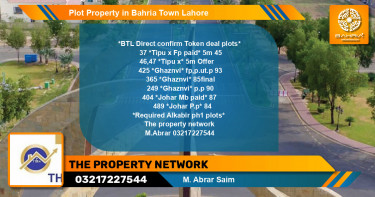 Residential Plot for Sale in Bahria Town, Lahore - (BP-38897)