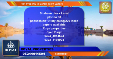 Residential Plot for Sale in Bahria Town, Lahore - (BP-39032)