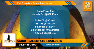 Residential Plot for Sale in Bahria Town, Lahore - (BP-39047)