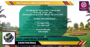 Residential Plot for Sale in Bahria Town, Lahore - (BP-39080)