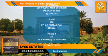 Residential Plot for Sale in Bahria Town, Lahore - (BP-39131)