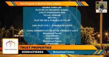 Residential Plot for Sale in Bahria Town, Lahore - (BP-39140)