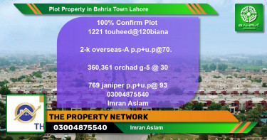 Residential Plot for Sale in Bahria Town, Lahore - (BP-39142)