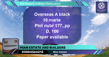 Residential Plot for Sale in Bahria Town, Lahore - (BP-39146)