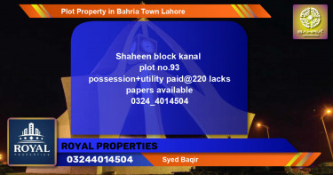 Residential Plot for Sale in Bahria Town, Lahore - (BP-39275)