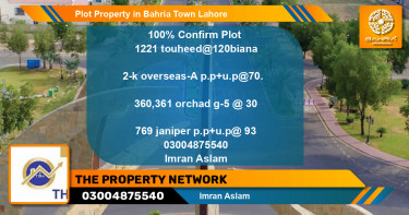 Residential Plot for Sale in Bahria Town, Lahore - (BP-39394)