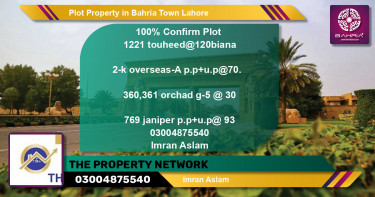 Residential Plot for Sale in Bahria Town, Lahore - (BP-39395)