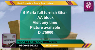 Residential Property for Rent in Bahria Town, Lahore - (BP-39501)