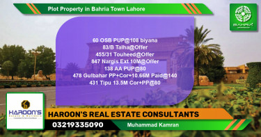 Residential Plot for Sale in Bahria Town, Lahore - (BP-39567)