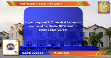 Residential Plot for Sale in Bahria Town, Lahore - (BP-39637)