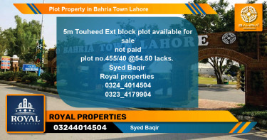 Residential Plot for Sale in Bahria Town, Lahore - (BP-39691)