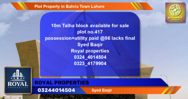 Residential Plot for Sale in Bahria Town, Lahore - (BP-39743)
