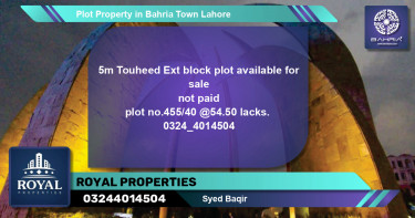 Residential Plot for Sale in Bahria Town, Lahore - (BP-39750)