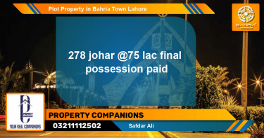 Residential Plot for Sale in Bahria Town, Lahore - (BP-39760)