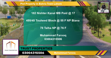 Residential Plot for Sale in Bahria Town, Lahore - (BP-39852)