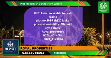 Residential Plot for Sale in Bahria Town, Lahore - (BP-39887)
