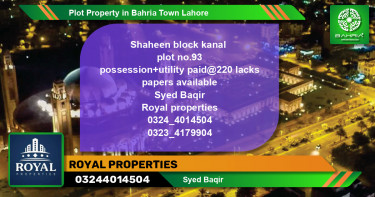 Residential Plot for Sale in Bahria Town, Lahore - (BP-39890)