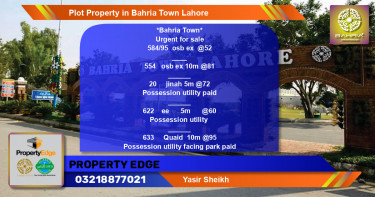 Residential Plot for Sale in Bahria Town, Lahore - (BP-39903)