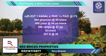 Residential Plot for Sale in Bahria Town, Lahore - (BP-40010)