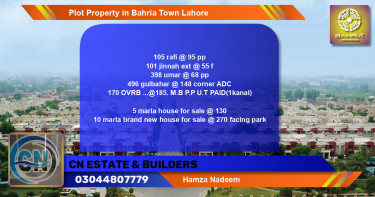 Residential Plot for Sale in Bahria Town, Lahore - (BP-40105)