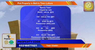 Residential Plot for Sale in Bahria Town, Lahore - (BP-40344)
