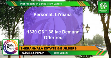 Residential Plot for Sale in Bahria Town, Lahore - (BP-40370)