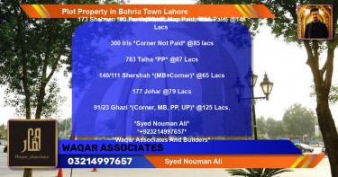 Residential Plot for Sale in Bahria Town, Lahore - (BP-40382)