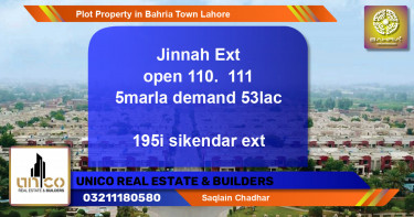 Residential Plot for Sale in Bahria Town, Lahore - (BP-40417)