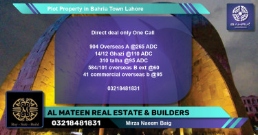 Commercial Plot for Sale in Bahria Town, Lahore - (BP-40476)
