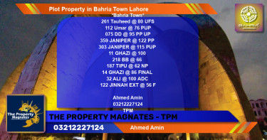 Residential Plot for Sale in Sector F - Tauheed Block -  Bahria Town, Lahore - (BP-40542)