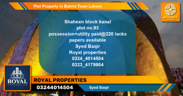 Residential Plot for Sale in Bahria Town, Lahore - (BP-40621)