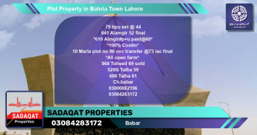 Residential Plot for Sale in Bahria Town, Lahore - (BP-40724)