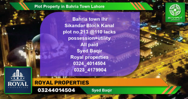 Residential Plot for Sale in Bahria Town, Lahore - (BP-40727)