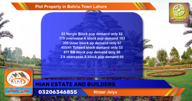 Residential Plot for Sale in Bahria Town, Lahore - (BP-40780)