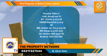 Residential Plot for Sale in Bahria Town, Lahore - (BP-40789)