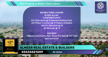 Residential Plot for Sale in Bahria Town, Lahore - (BP-40861)