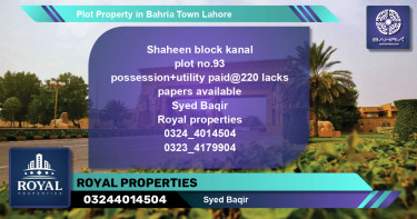 Residential Plot for Sale in Bahria Town, Lahore - (BP-40875)