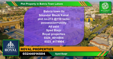 Residential Plot for Sale in Bahria Town, Lahore - (BP-40880)
