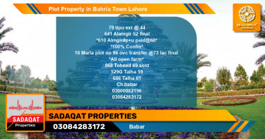Residential Plot for Sale in Bahria Town, Lahore - (BP-40887)
