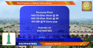 Residential Plot for Sale in Bahria Town, Lahore - (BP-40907)