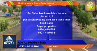 Residential Plot for Sale in Bahria Town, Lahore - (BP-41055)