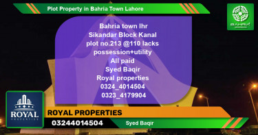 Residential Plot for Sale in Bahria Town, Lahore - (BP-41058)